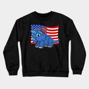 4th July Triceratops American Flag Dinosaur Crewneck Sweatshirt